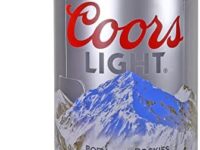 Coors Light 8 Can Portable Mini Fridge w/ 12V DC and 110V AC Cords, 5.4L (5.7 qt) Beer Can Shaped Personal Cooler, Silver, Travel Fridge for Beer, Snacks, Lunch, Drinks, Home, Office, Bar, Dorm, RV