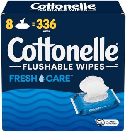 Cottonelle Fresh Care Flushable Wet Wipes, Adult Wet Wipes, 8 Flip-Top Packs, 42 Wipes per Pack (336 Total Flushable Wipes)