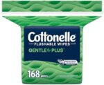 Cottonelle GentlePlus Flushable Wet Wipes with Aloe & Vitamin E, Adult Wet Wipes, 1 Refill Pack, 168 Total Wipes