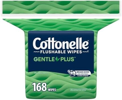 Cottonelle GentlePlus Flushable Wet Wipes with Aloe & Vitamin E, Adult Wet Wipes, 1 Refill Pack, 168 Total Wipes