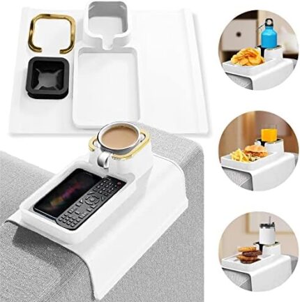 Couch Cup Holder| Portable Silicone Sofa Armrest Tray for Coffee Mug, Phone, Remote & Snacks| Strong and Weighted Sofa Cup Holder for Your Mom, Dad, Husband & Grandparents