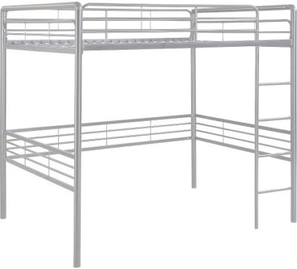 DHP Tommy Full Metal Loft Bed, Silver