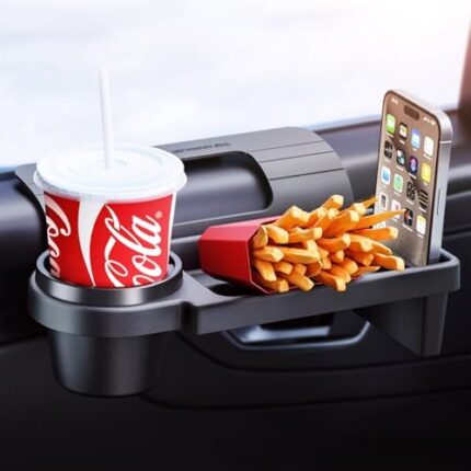 DTPDTT Car Side Window Seat Organizer Cup Holder Snack Tray- 3 in 1 Universal Multi-Functional Drink Food Snack Phone Tray, Car Travel Accessories for Kids Adults New Car Gifts