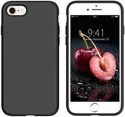 DUEDUE for iPhone SE 2022 Case, iPhone SE 2020/8/7 Case, Liquid Silicone Soft Gel Rubber Slim Cover with Microfiber Cloth Lining Cushion Full Protective Phone Case for iPhone 7/8/SE2/SE3,Black