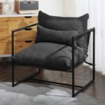 DURASPACE Modern Cling Accent Chair, Metal Frame Armchair, Reading Chairs for Living Room, Office, Bedroom (Dark Gray)