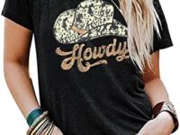 DUTUT Howdy Tshirt Women Country Southern Shirts Rodeo Cowgirl Western Shirt Honey Hat Leopard T-Shirt Summer Vintage Tees