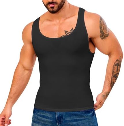 Daytain Mens Compression Shirt Slimming Body Shaper Undershirt Mens Shapewear Tummy Control Sleeveless Abdomen Vest Tank Tops