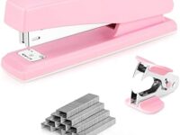 Deli Stapler, Desktop Stapler, Office Stapler, 25 Sheet Capacity, Includes 1000 Staples and Staple Remover, Pink