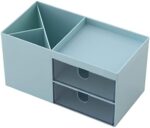 Desk Organizer, Desk Storage Box, Vanity Organizer, Cosmetic Storage Organizer, Makeup Organizer, Mini Desk Storage for Office Supplies,Bathroom Counter or Dresser, Blue