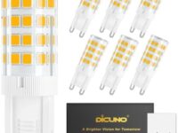 DiCUNO G9 LED Light Bulbs Ceramic Base, 4W (40W Halogen Equivalent), 400lm, 3000K Soft Warm White, 110V 120V, Bi-pin G9 Base Non-Dimmable for Home Lighting, 6-Pack