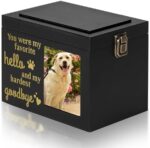 DiDiBirDi Pet Urns for Ashes,Memorial Keepsake Box,Black Wooden Pet Urns for Dog or Cat Ashes with Personalized Photo Frame,Pet Ashes Casket (Large)