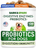 Dog Probiotics Chews - Gas, Diarrhea, Allergy, Constipation, Upset Stomach Relief, with Digestive Enzymes + Prebiotics - Chewable Fiber Supplement - Improve Digestion, Immunity - Made in USA - 120 Ct