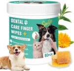 Dog Teeth Cleaning Finger Wipes 60pcs, Pet Tooth Wipes for Dental Care, Gentle, Effective Teeth Cleaning and Fresh Breath