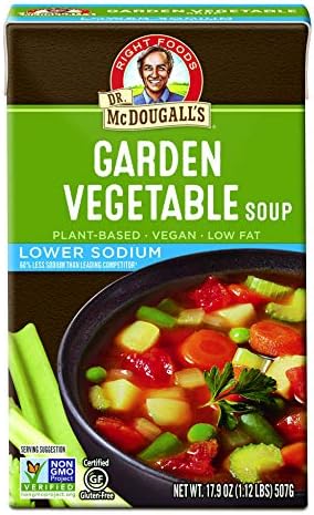 Dr. McDougall's Right Foods Ready To Serve Light Sodium Garden Vegetable Soup 17.9 oz. Packages (Pack of 6)