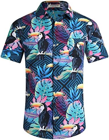 EISHOPEER Men's Hawaiian Shirts Short Sleeve Button Down Floral Tropical Holiday Beach Shirts S-3XL