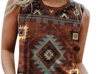 ELLA LUST Women Aztec Graphic Tank Tops - Boho Sleeveless Loose Summer Tops Cowgirl Western Festival Country Concert Outfits