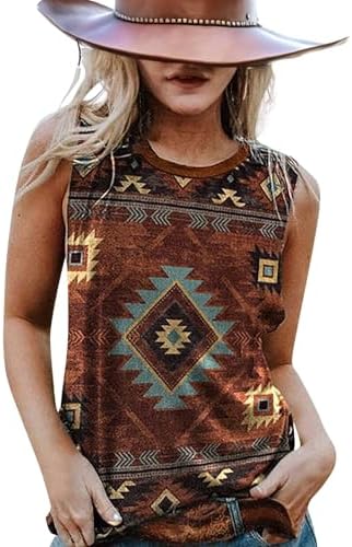 ELLA LUST Women Aztec Graphic Tank Tops - Boho Sleeveless Loose Summer Tops Cowgirl Western Festival Country Concert Outfits