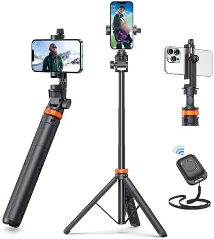 EUCOS Newest 62" Phone Tripod, Tripod for iPhone & Selfie Stick Tripod with Remote, Upgraded iPhone Tripod Stand Travel Tripod, Solidest Cell Phone Tripod Compatible with iPhone 15/14/13/Android