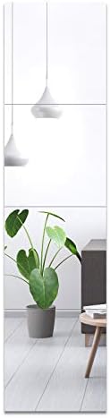 EVENLIVE® Full Length Mirror Tiles, Frameless Wall Mirror 12 Inches 4 Pieces, Body Mirror, Long Mirror, Gym Mirrors for Home Gym, Used as Door Mirror, Closet Mirror, Room Mirror, Easy to Install