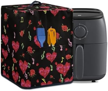 Eheartsgir Valentine's Love Roses Quilted Electric Air Fryer Rice Cooker Dust Cover Kitchen Small Appliance Dust Scratch Proof Cover, Valentine's Day Gift & Home Decor