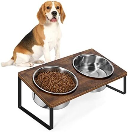 Elevated Dog Bowls, Raised Dog Bowl Stand Feeder for Large Medium Small Size Dogs, Pet Food and Water Bowl with 2 Stainless Steel Bowls