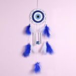 Evil Eye Dream Catchers-Blue Woven Feather Handmade Dream Catcher Wall Hanging Ornament Home Decor for Bedroom Livingroom Home Dorm Room Yard Ornament Blessing Craft Gift Bring Good Luck