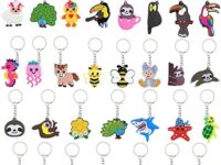 FEPITO 30 Pack Animal Keychains for Party Favors Supplies, Kids Party Bag Fillers, School Carnival Rewards, Baby Shower Party Favors