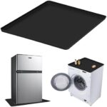 FFXQCTFF Refrigerators Mat,Mini Fridge Silicone Mat with Raised Edge，23.6"x23.6"Washing Machine Mat Prevent Water Leakage Moldy from Elecrical Equipment (Black)