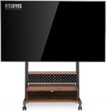 FITUEYES TV Stand with Storage and Wheels for 40 to 85 inch LED LCD Flat Screen, Corner TV Stand Mount with Peg Board & Cabinet Storage Brown