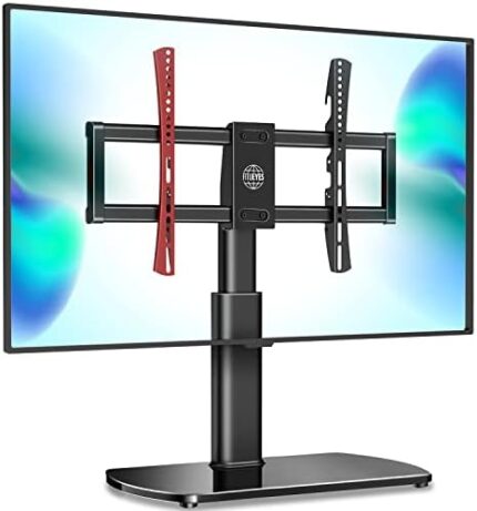 FITUEYES Universal TV Stand,Swivel ±35°,TV Table Stand for 37 to 70 inch LCD/LED/OLED/4K Flat Screen TVs,8 Level Height Adjustable TV Mount Stand,VESA 600x400mm,Holds up to 88lbs