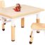 FUNLIO Kids Table and 2 Chairs Set for Ages 3-8, Height Adjustable Toddler Table and Chair Set, Easy to Wipe Arts & Crafts Table, for Classrooms/Daycares/Homes, CPC & CE Approved (3pcs Set) - Natural