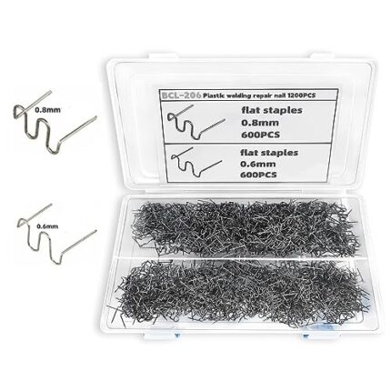 FUNNTY Plastic Welder Staples, Plastic Welder Hot Staples, 1200PCS Plastic Welding Kit, Wave Hot Stapler Plastic Repair Kit Welding Wire with Storage Box for Automotive Plastic Weld Kit 0.8,0.6 mm