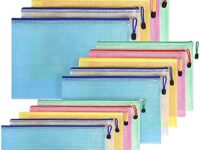 FYY A4+A5+A6 Plastic Zip Wallets Folder, 15PCS Mesh Zipper Pouch Document Wallet, A4+A5+A6 Zipper File Folders, Zip Lock Bags for School Office Household Travel Supplies