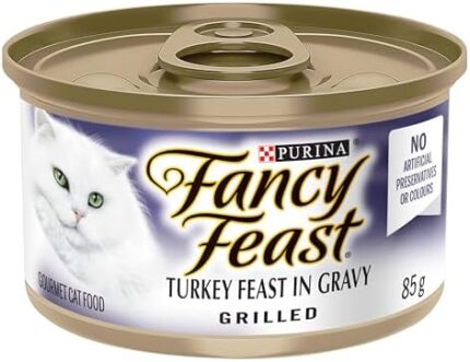 Fancy Feast Grilled Wet Cat Food, Turkey Feast in Gravy - 85 g Can (24 Pack)