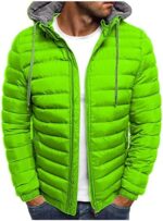 Fashion Down Jacket for Men Hooded Quilted Puffer Jackets Warm Cotton Padded Coat Full Zip Winter Outerwear Mens