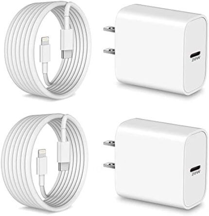 Fast Charger for Apples iPhone 14 13 12 11 Pro Max Plus Mini XS X XR 8 7 6 5, for iPads, 20W USB C Charger Block Wall Plug Fast Charging Brick Cube + Long USB-C to Lightnings Cable 10FT 2Pack