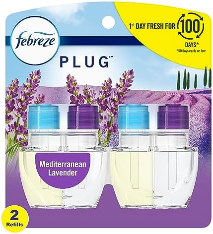 Febreze Plug In Air Fresher Scented Oil Refill, Odor Eliminator, Mediterranian Lavender, 52 mL