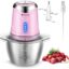 Food Processor Cordless Meat Garlic Chopper with 5 Cup Stainless Steel Bowl, 6000mAh USB Rechargeable Electric Vegetable Chopper BPA-free Baby Food Processor Blender Mini Kitchen Mixer, 4 Blades(Pink)