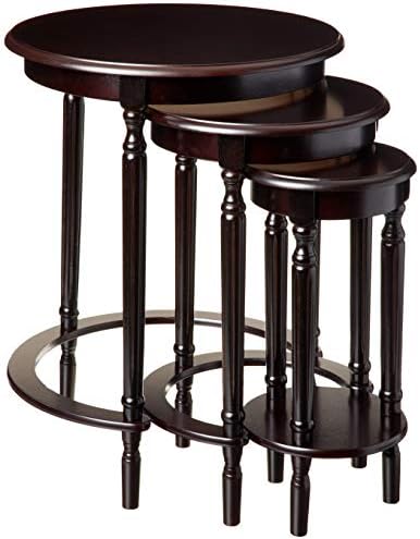 Frenchi Home Furnishing Round Nesting Table, 3-Piece, Cherry