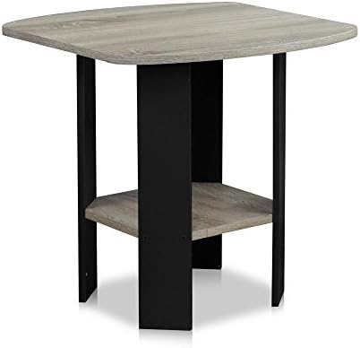 Furinno 2-11180GYW End Table, 2, French Oak Grey/Black