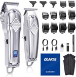 GLAKER Clippers and Trimmers Set - Professional Hair Trimmer for Men, Cordless Clippers for Hair Cutting, Rechargeable Barber Kit with T Blade Liner and Complete Guards Set for Men's Grooming