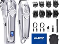 GLAKER Clippers and Trimmers Set - Professional Hair Trimmer for Men, Cordless Clippers for Hair Cutting, Rechargeable Barber Kit with T Blade Liner and Complete Guards Set for Men's Grooming