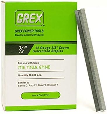 GREX C06 22 Gauge 3/8-Inch Crown 3/8-Inch Length Galvanized Staples (10,000 per Box)