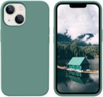 GUAGUA Case for iPhone 13 6.1 Inch Liquid Silicone Soft Gel Rubber Slim Thin Microfiber Lining Cushion Texture Cover Shockproof Protective Anti-Scratch Phone Case for iPhone 13 2021 Pine Green