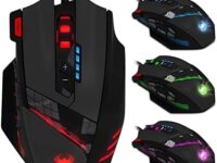 Gaming Mouse, Lychee High Performance USB Wired Optical Gaming Mice, RGB 4000 DPI Optical Sensor Professional 12 Buttons Programmable Gamer Mouse, Adjustable 24G Acceleration for Laptop/PC/Computer