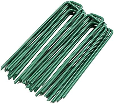 Garden Pegs Pins Ground Anchor Peg Gardening Stakes Landscape Staples U Shape Steel Nail Pins for Artificial Grass Sod Weed Membrane Grass Fabric Netting, 15 Pack