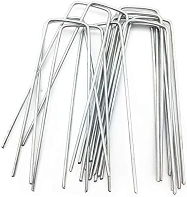 Garden Staples, 30 Pcs Stakes Heavy Duty U Shaped Galvanized Pins Garden Sod for Lawn Securing Ground Fabric (Silver)