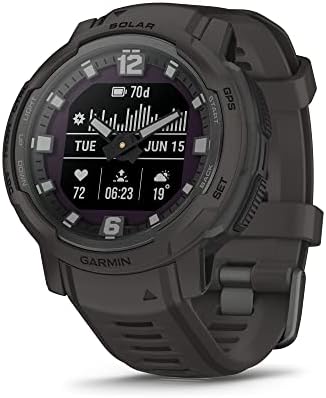 Garmin Instinct Crossover Solar, Rugged Hybrid Smartwatch with Solar Charging Capabilities, Analog Hands and Digital Display, Graphite