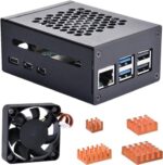 GeeekPi Metal Case for Raspberry Pi 5, Pi 5 Case with 4010 PWM Fan and Copper Heatsinks for Raspberry Pi 5 4GB/8GB, Support Official Pi 5 Active Cooler, X1000/X1001/X1003/N04/N05 PCIe Peripheral Board