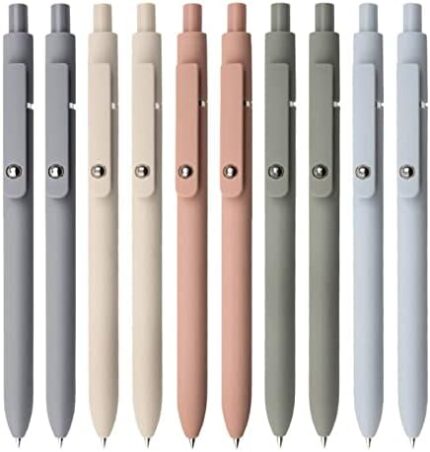 Gel Pens, 10Pcs 0.5mm Japanese Black Ink Pens Fine Point Smooth Writing Pens, High-End Series Retractable Pens for Journaling Note Taking, Cute Office School Supplies Gifts for Women (10 Pcs Morandi)